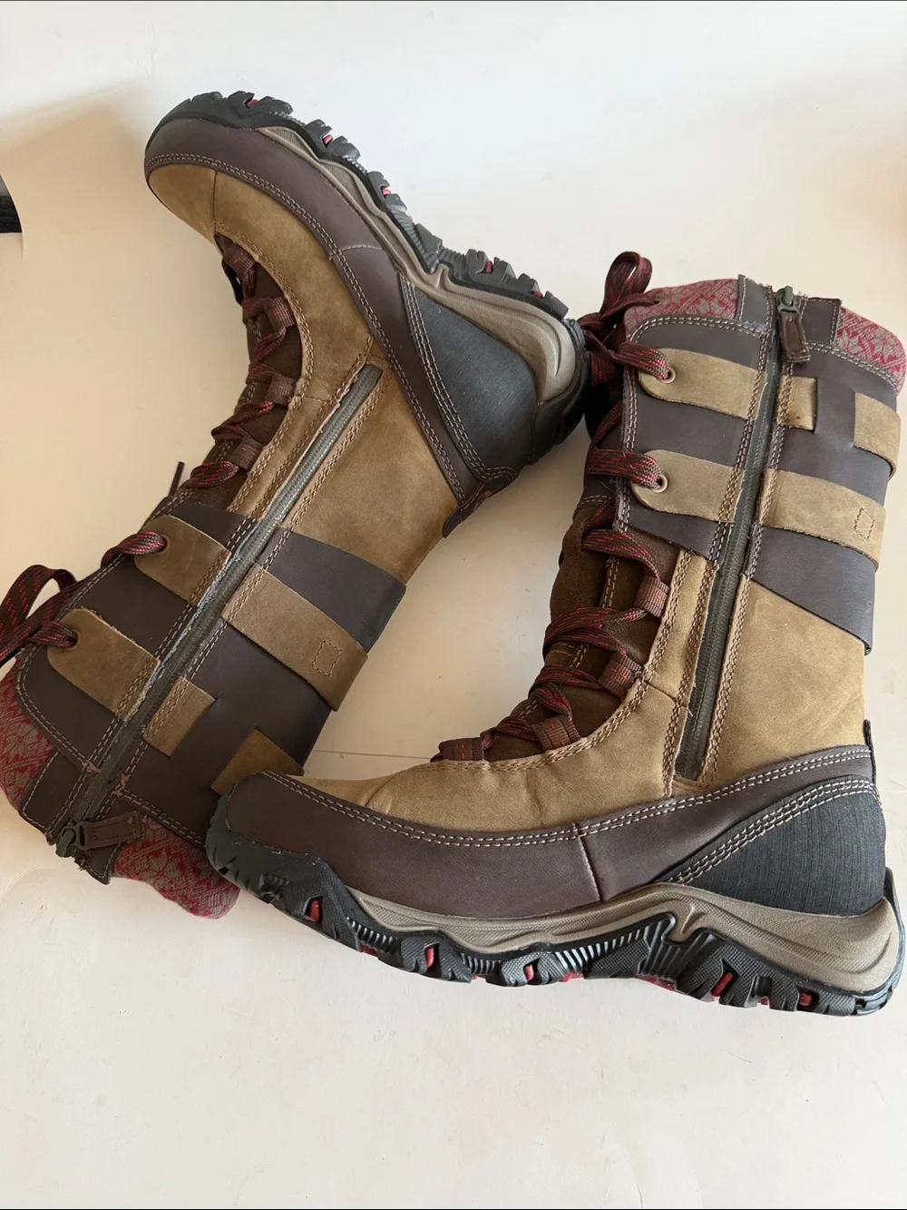 Merrell Womens Tall Winter Lace Up Side Zip Boots size 8